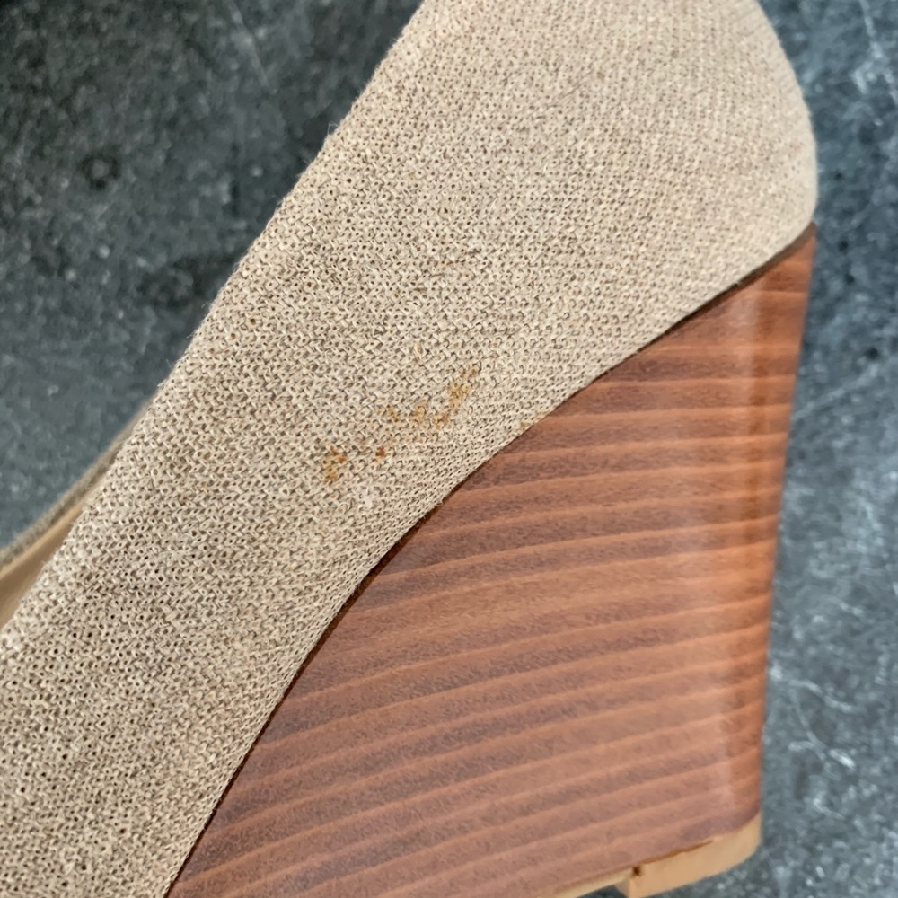 Stuart Weitzman Peep Toe Canvas Wedge - image 4